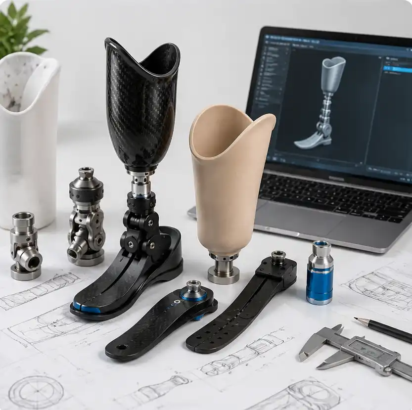 Custom prosthetic and orthotic mobility system components